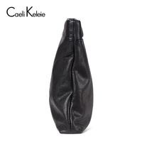 CaeliKeleie 男士手包真皮手包男手拿包头层牛皮大容量手抓包软皮信封包K333 黑色大号