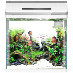 SUNSUN 森森 高清玻璃一体小鱼缸XHR-380（长38cm）带水泵LED灯变色 小型水族箱 创意家用免换水生态