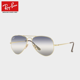 RayBan雷朋2021秋冬新品太阳镜飞行员形潮流渐变墨镜男女款0RB3689 001/GF金色镜框蓝银渐变镜片 尺寸62