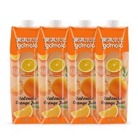 gomolo 果满乐乐 塞浦路斯进口 巴伦西亚橙汁含维C 大瓶装100%纯果汁 1升*4瓶