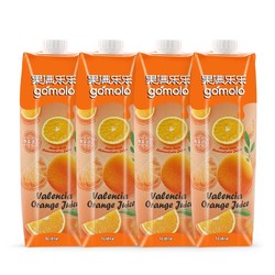 gomolo 果满乐乐 塞浦路斯进口 巴伦西亚橙汁含维C 大瓶装100%纯果汁 1升*4瓶