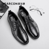 YEARCON 意尔康 男鞋 皮鞋男2021新款系带尖头英伦商务正装男士皮鞋（加绒款同链接在售） 黑色 42