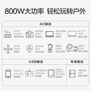 京东京造 户外电源800W大功率大容量688Wh移动电源充电宝