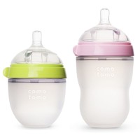 comotomo 硅胶奶瓶套装 2只装 250ml 粉色 3-6月+150ml 绿色  3月+