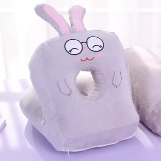 童颜 夏季办公室靠垫午睡抱枕被 紫色小兔