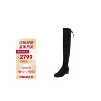 Stuart Weitzman女士羊皮高跟尖头过膝长靴黑色 MIDLAND BLACK SUEDE 35.5