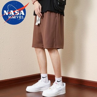 NASA MARVEL 官方联名短裤男夏季运动速干华夫格五分裤潮流韩版宽松沙滩裤子男 黑色 XL