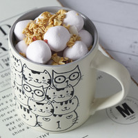 lucky lychee陶瓷马克杯耐热杯子日式猫咪早餐牛奶茶水杯咖啡杯