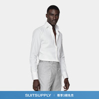 SUITSUPPLY-白色宽展领棉混纺男士特别修身衬衫
