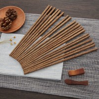88VIP：竹木本记 鸡翅木筷子10双家用高档实木筷天然无漆无蜡家庭装餐具