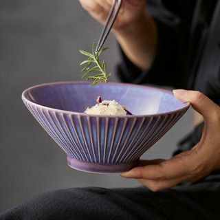 新居意 泡面碗拉面碗专用新款高级日式家用陶瓷大碗商用牛肉面碗 8英寸】面碗】晨曦绿