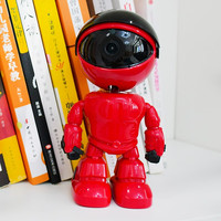 AUDUBE 奥嘟比家用摄像头手机远程监控器360全景夜视电池监控器 红色机器侠升级版 1080p+30天循环录像卡