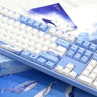 VARMILO 阿米洛 MA108 海韵 108键 有线静电容键盘 蓝白 阿米洛静电容V2樱花粉轴 单光