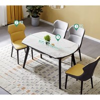QuanU 全友 岩板餐桌椅套装 1.2m功能圆餐桌+059橙色餐椅A*2+059灰色餐椅B*2