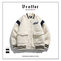 Veaffor美式潮牌羊羔毛棒球棉衣外套男冬季加绒加厚宽松情侣棉服