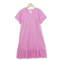HH026印花时尚睡裙长裙圆领气质女士显瘦夏季连衣裙透气薄款简约