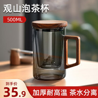 移动端、京东百亿补贴：TiaNXI 天喜 玻璃茶水分离杯 500ml