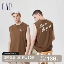 Gap 盖璞 男装夏季2023新款LOGO亲肤无袖背心672034运动休闲上衣