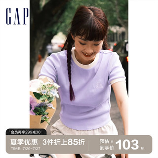 Gap 盖璞 女装正肩T恤辣妹风罗纹针织短袖夏季2023新款598246