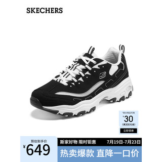 斯凯奇skechers经典黑白熊猫鞋女士休闲鞋情侣厚底运动896121\/894129 男款/BKW/黑色/白色 41