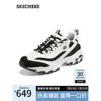 斯凯奇skechers经典黑白熊猫鞋女士休闲鞋情侣厚底运动896121\/894129 男款/WBK/白色/黑色 37.5