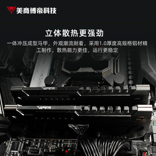 VIPER GAMING 博帝蟒龙 DDR4 3600MHz 台式机内存 马甲条 黑色 16GB PVS416G360C8