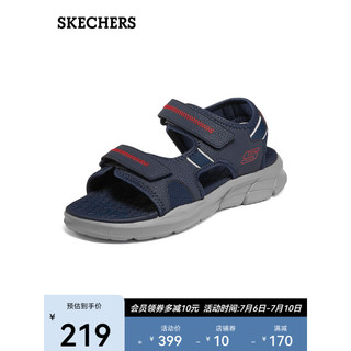 斯凯奇（Skechers）男鞋户外沙滩鞋透气软底魔术贴凉鞋237286 海军蓝色/灰色/NVGY 41