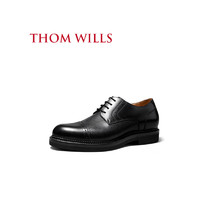 ThomWills商务休闲鞋牛皮雕花布洛克男鞋英伦内增高德比鞋秋季 黑色D941 8/42码