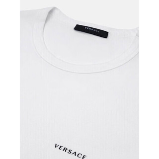 范思哲VERSACE 22秋冬 奢侈品男装简约字母LOGO纯色棉质T恤白色AUU04023-AC00058-A10017