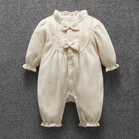 布布谷 婴儿连体衣春装女宝宝蕾丝公主萌哈衣新生儿蝴蝶节爬服0-3个月6 66cm