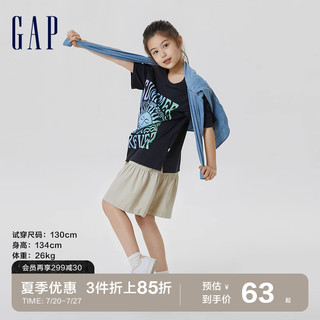 Gap 盖璞 女童夏季2023新款纯棉印花运动短袖T恤665818儿童装洋气上衣