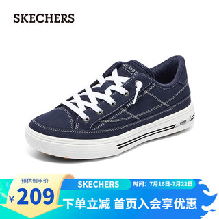 SKECHERS 斯凯奇 帆布鞋女低帮厚底休闲鞋177195 海军蓝色/NVY 37