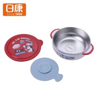 Rikang 日康 儿童餐具 婴儿辅食碗宝宝碗 316不锈钢吸盘碗 蓝色 RK-C1011-1