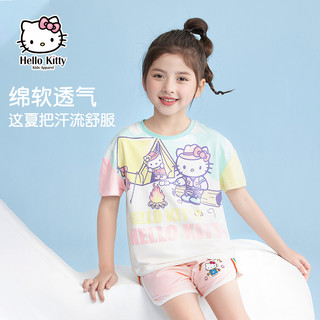 Hello Kitty hellokitty凯蒂猫童装女童夏装2023新款儿童T恤衣服卡通短袖上衣