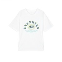 SKECHERS 斯凯奇 L222K064 儿童五分袖T恤 亮白色 120cm