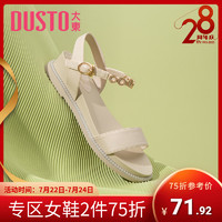 DUSTO 大东 2023夏季新款甜美日常一字扣凉鞋坡跟中跟简约纯色女鞋0202