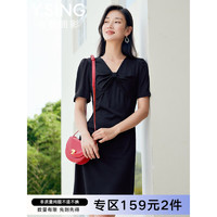 衣香丽影夏装新款时尚优雅通勤韩版连衣裙 气质黑 M