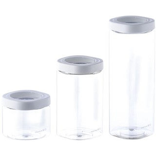 茶花密封罐食品杂粮罐塑料储物罐茶叶零食带盖收纳盒透明罐大口径 中号  3个装