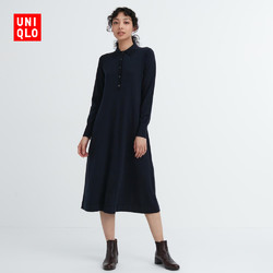 优衣库 UNIQLO 女装 美利奴羊毛混纺POLO领连衣裙 462606