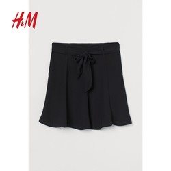 H&M HM女装半身裙春装女2023年新款休闲舒适梭织高腰半身短裙0951005