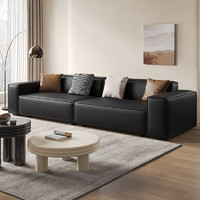 sofa 沙发 豆腐块直排真皮黑色意式极简小户型客厅头层牛皮简约轻奢现代