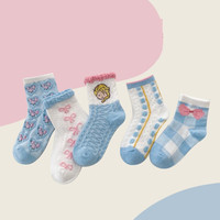 欧麦贝贝 儿童袜子网眼袜薄款泡泡口精梳棉女童袜子 1111冰雪公主 M