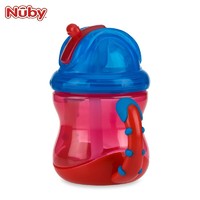Nuby 努比 儿童学饮杯婴儿童水杯吸管杯 带手柄宝宝水壶防漏水杯带重力球 红色