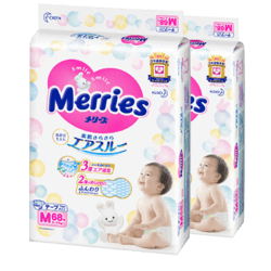Merries 妙而舒 日本花王婴儿纸尿裤M68*2包 超薄透气柔软增量装尿不湿