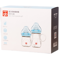 移动专享、移动端：gb 好孩子 新生儿礼盒玻璃婴儿奶瓶宽口径防胀气套装120ml+180ml两个