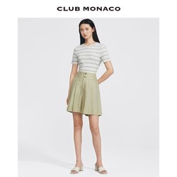 CLUB MONACO 摩纳哥会馆 女装亚麻混纺透气高腰褶裥气质休闲阔腿短裤
