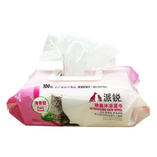 派锐宠物湿巾猫专用湿巾除臭无酒精去污宠物湿纸巾加厚尺寸100片 猫用