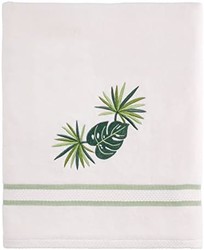 Avanti Linens Viva Palm 系列,刺绣浴巾,白色