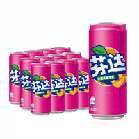 可口可乐  摩登罐芬达汽水葡萄味苹果蜜桃味碳酸饮料330ml*6罐/12 芬达水蜜桃味330ml*6罐