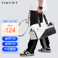 PLUS会员：TINYAT 天逸 旅行包手提大容量运动健身包出差旅行行李袋独立鞋仓T3018白黑色